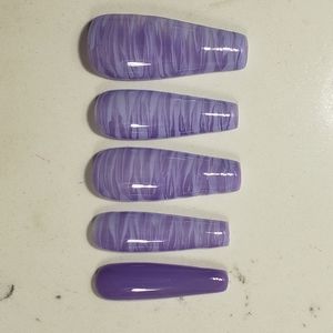 Custom Gel Press on Nails fake nails Handmade 20pc set purple glow in dark